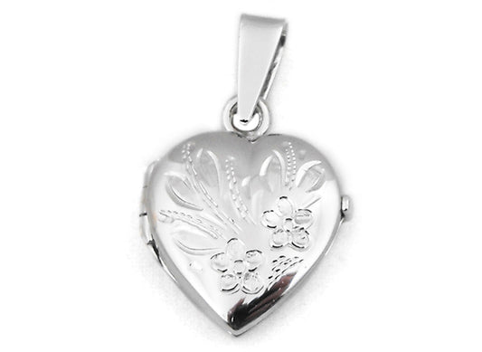 925 Engraved Heart Locket 15mm.