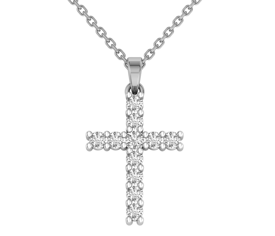 18k WG Cross Pendant set with CZ's 17mm x 13mm