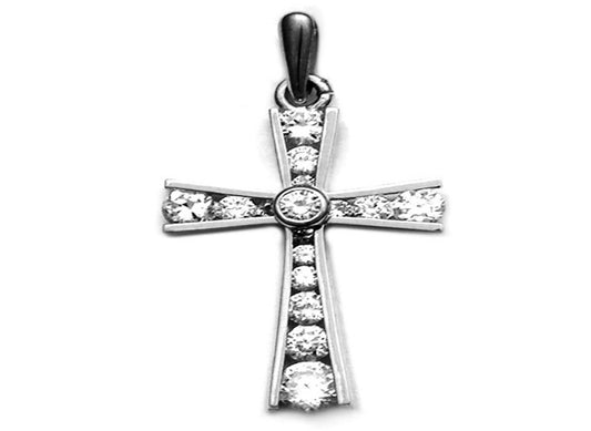 White CZ Cross Pendant 25x15mm