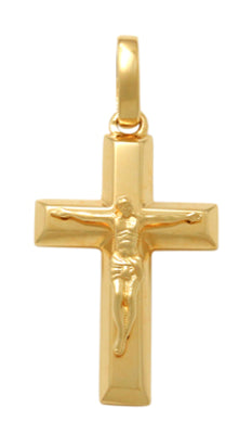 YG Bevelled Edge Crucifixion 17x10mm