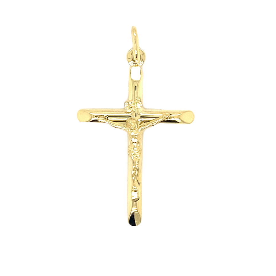 18k YG Italian Crucifixion Pendant Flat Back (CR892). 30x22mm