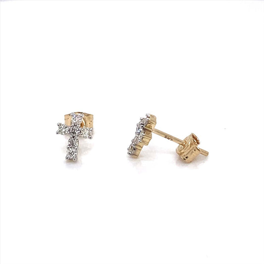 9k YG Diamond Cross Studs 12D = 0.24ct.