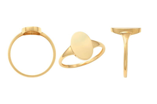 9k YG Oval Signet Ring 12x8mm. Size G 1/2