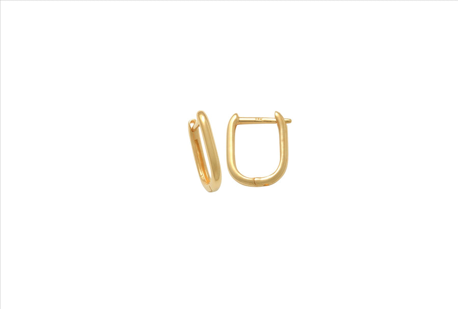 9k YG U-Shaped Huggie Earrings 9x7mm. 2mm Wide
