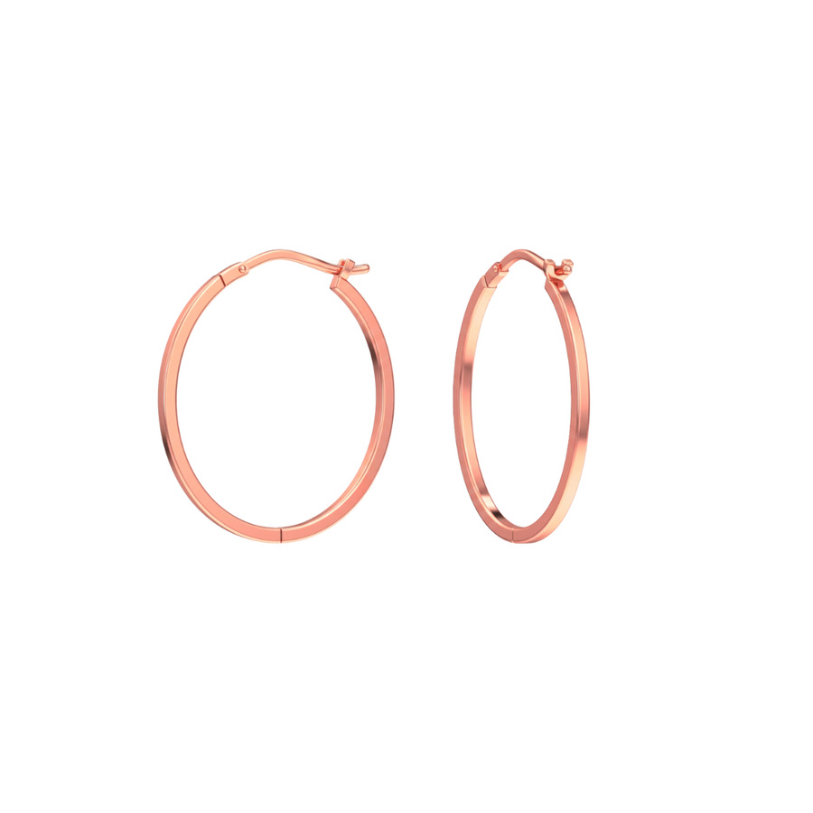 9k RG Oval Hoop Earrings 20x14mm Diameter. Square Tube 1.5mm wide.