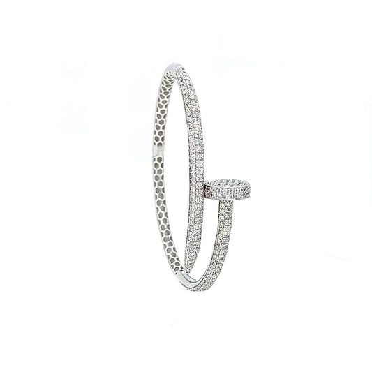 9k WG Hinged Diamond Nail Bangle