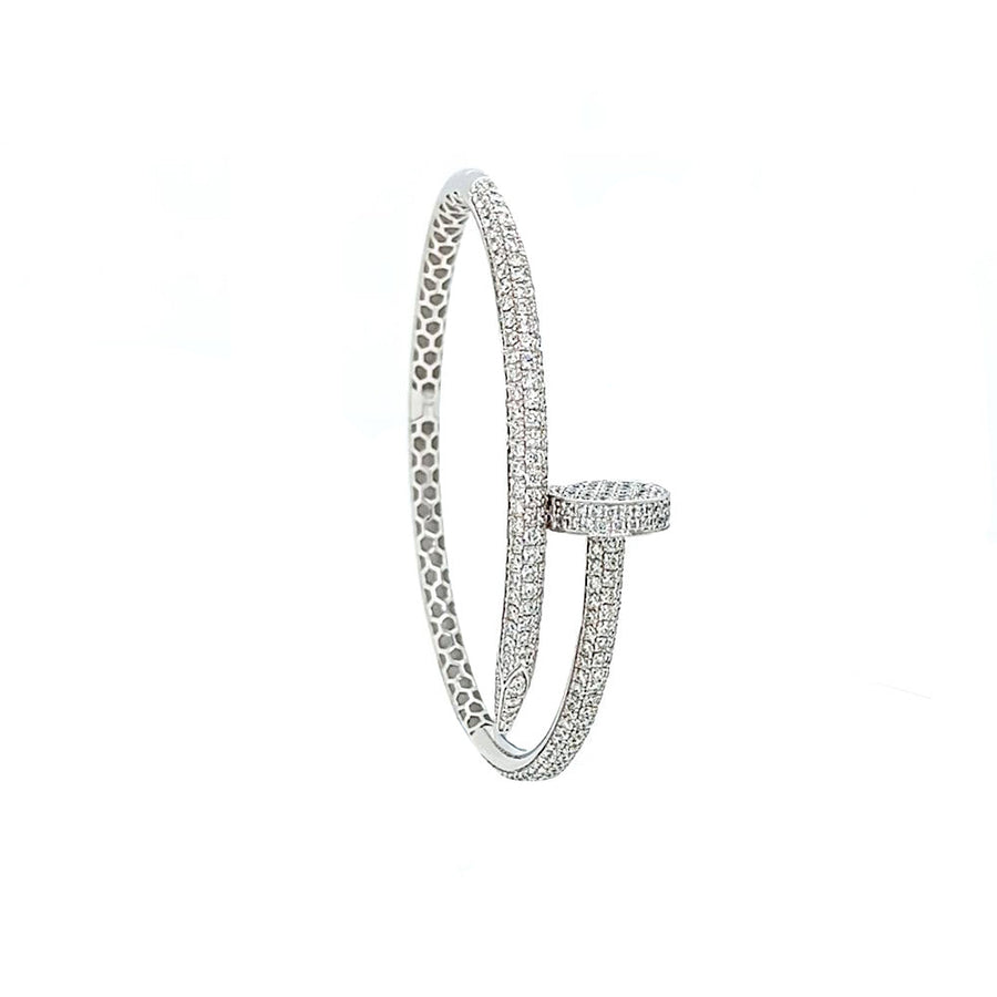 9k WG Hinged Diamond Nail Bangle, 269D = approx.2.79ct, SI1 G.  54x47mm