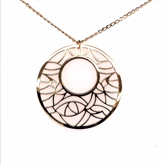 9k YG Circle Pendant with Chain