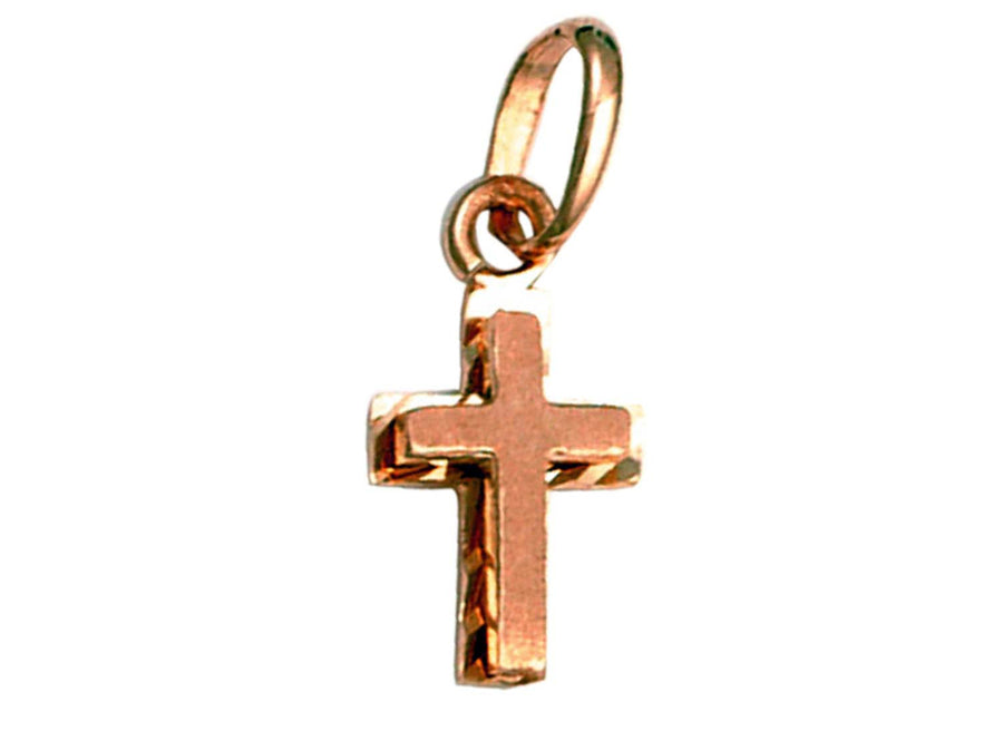 9k RG Solid Fancy Edged Cross Pendant with Matt finish centre 20mm x 11mm