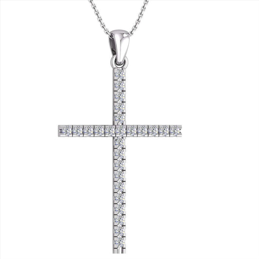 9k WG Diamond Cross Pendant 26D=0.25ct. 25x16.5mm