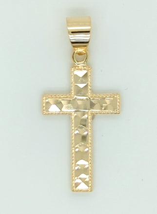 9k YG Faceted Cross