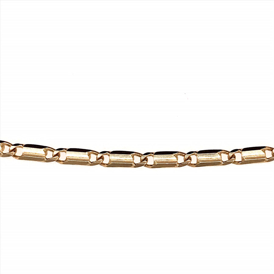 18k YG Solid Fancy Flat Bar Bracelet 2.0mm wide 19cm . Approx 2.9g
