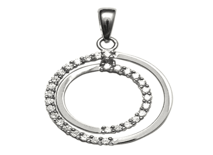 9k WG Double Circle Pendant set with CZ's 17mm