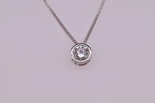 9k WG Diamond Pendant 1D-0.45ct with Cert. 6.3mm