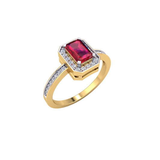 9k 2T Diamond & Ruby Ring