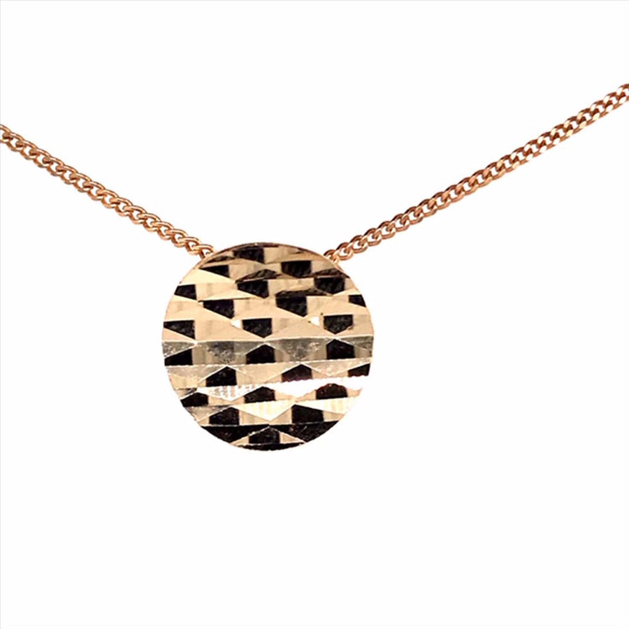 9k YG Circle Pendant with Hammered finish 12mm