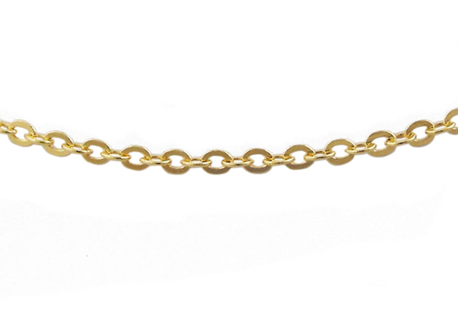 9k YG Italian Solid Oval Link Chain 1.3mm wide 42cm . Approx 1.55g