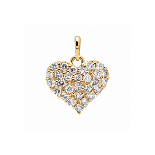 9k YG CZ Heart Pendant (13mm)