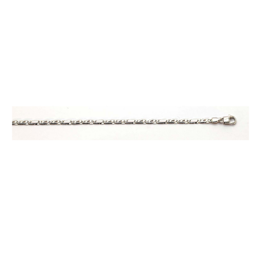18k WG Italian Solid 2 x 1 Birdseye/Tiger Eye and plate Chain 3.2mm wide 45cm Approx 12.9g
