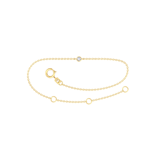 9k YG Solid Oval Link Diamond Bracelet 1.4mm Wide 19.5cm . Bezel Set with 1D= 0.05ct, O-Rings at 16.5 & 18cm