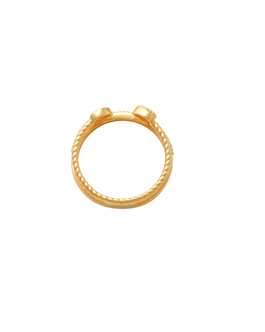 9k YG Double Snake Ring with CZs. 5.3mm.Size K