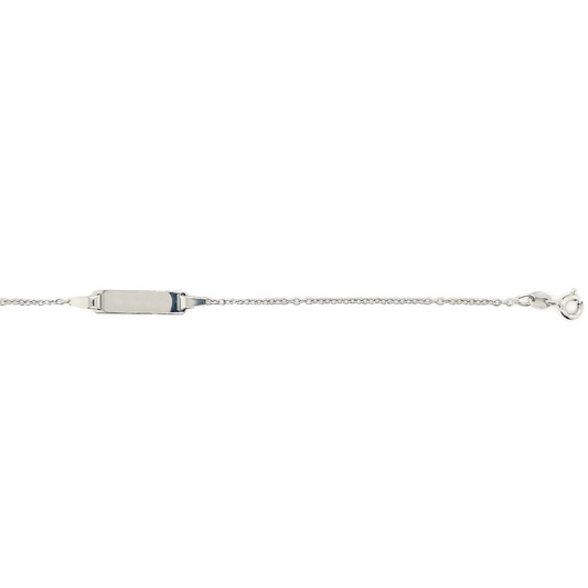 18k WG Italian Solid Oval Link ID Bracelet 1.5mm wide 17cm (O ring at 15cm) Approx 2.2g