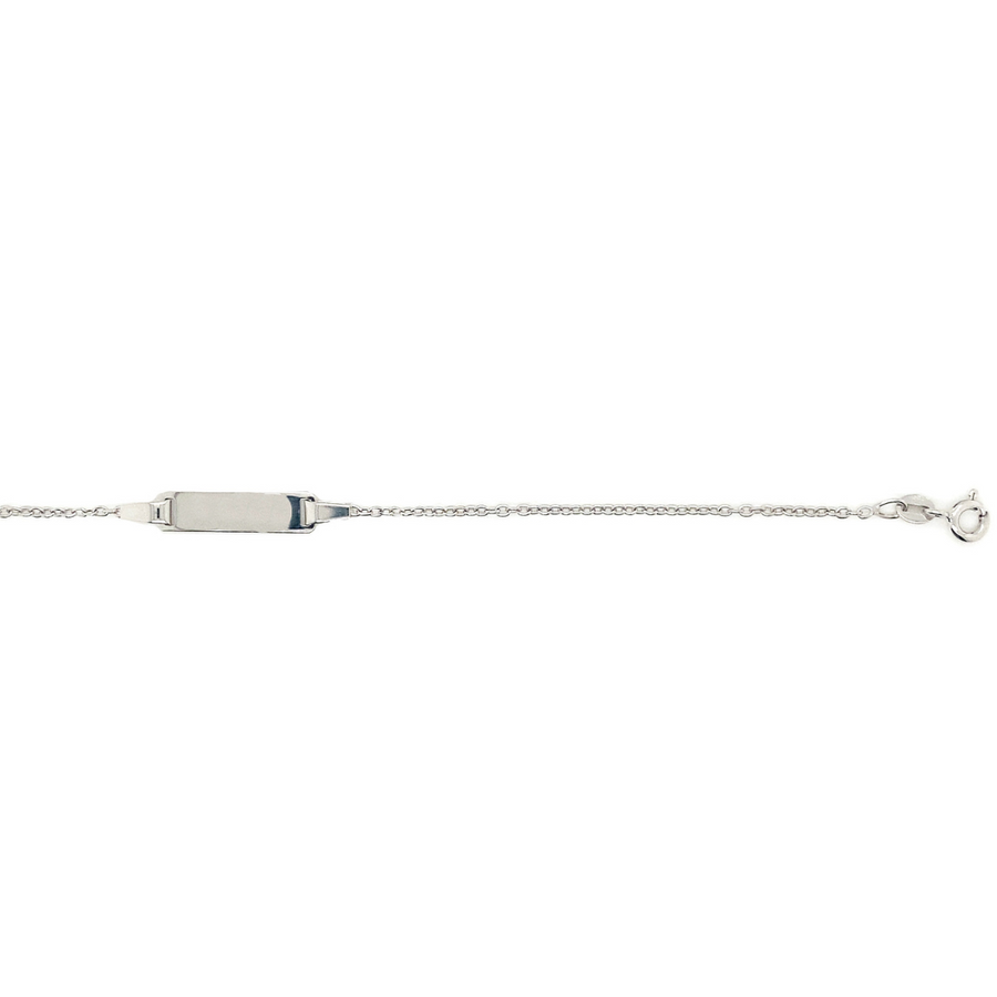 18k WG Italian Solid Oval Link ID Bracelet 1.5mm wide 17cm (O ring at 15cm) Approx 2.2g