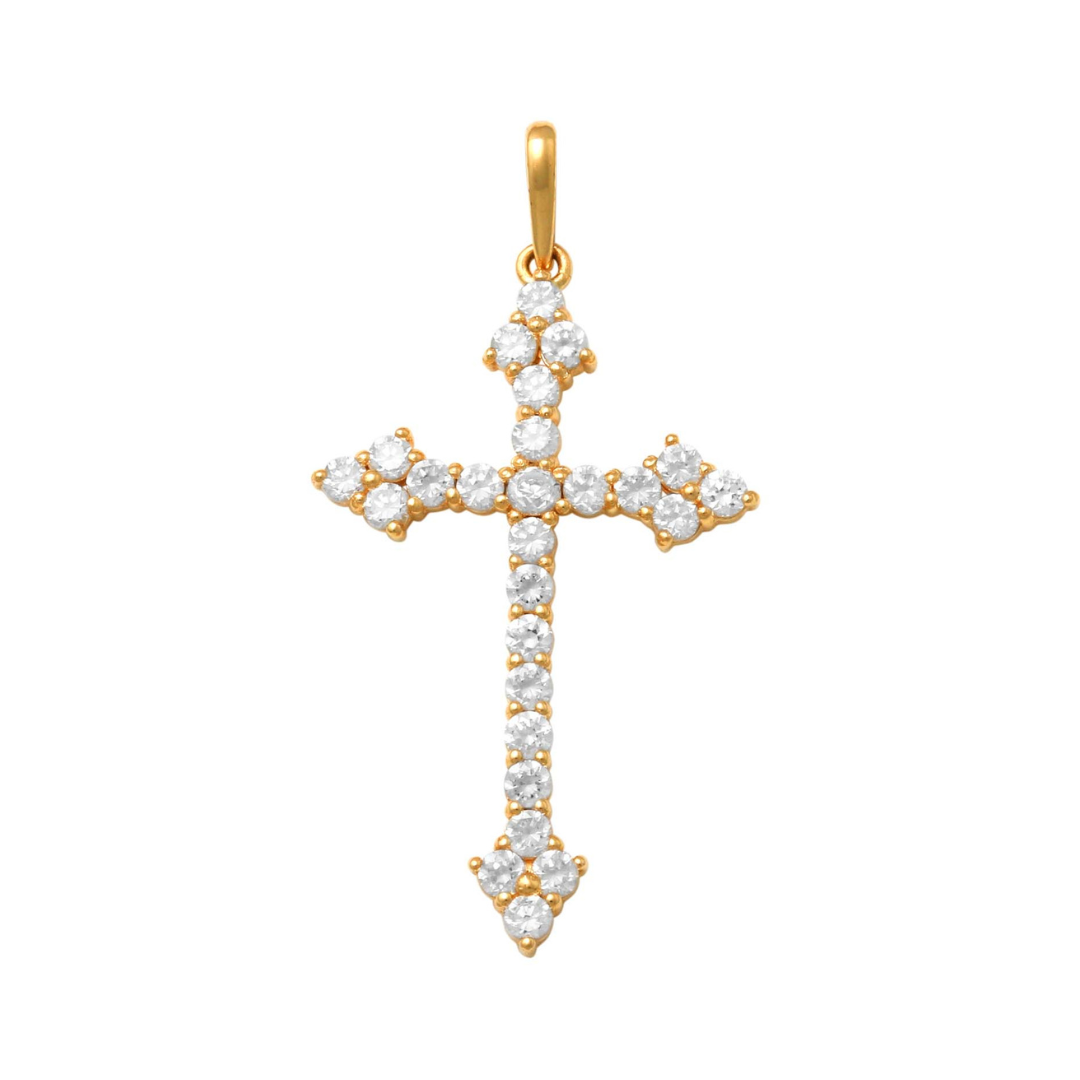 Yellow CZ Cross Pendant 25x16mm