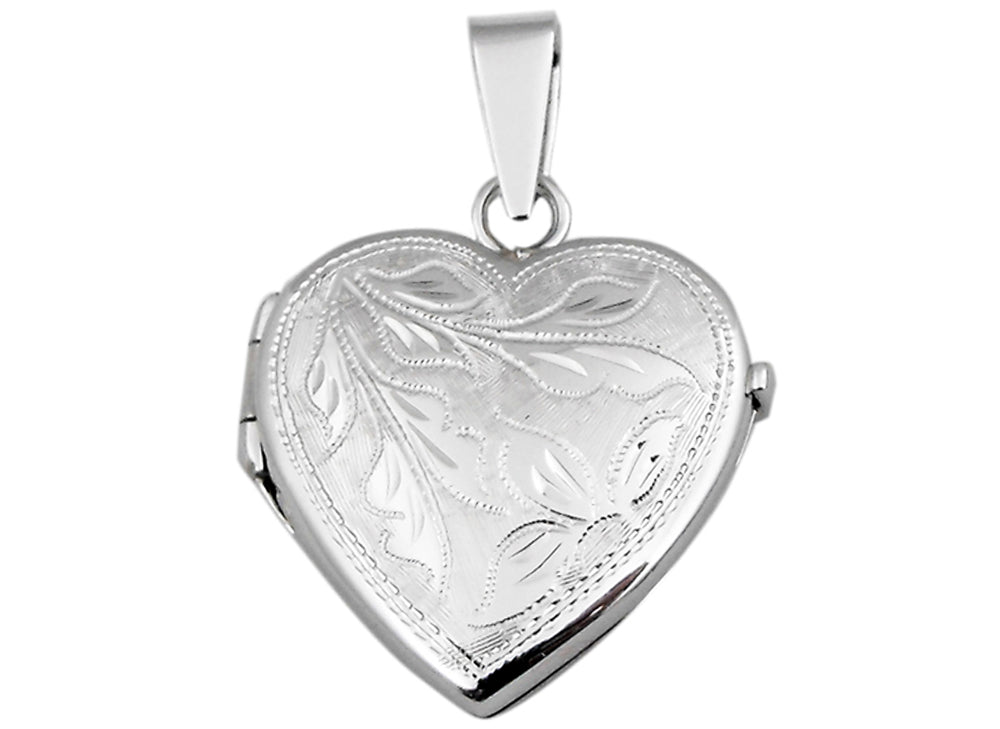 925 Engraved Heart Locket 20mm