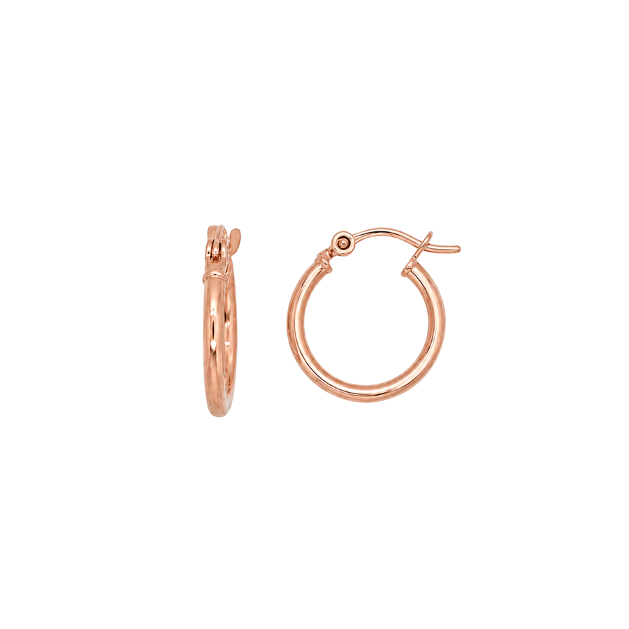 9k RG Round Hoop Earrings 15mm Diameter. Round Tube 1.8mm Wide