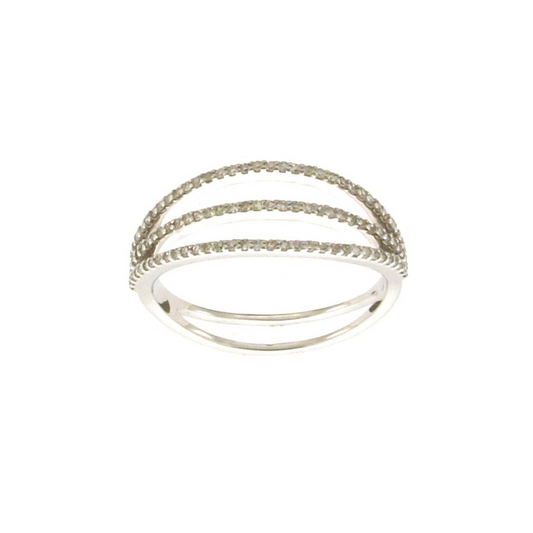 9k WG 3 Row Dia Ring 99D=0.27ct Size N