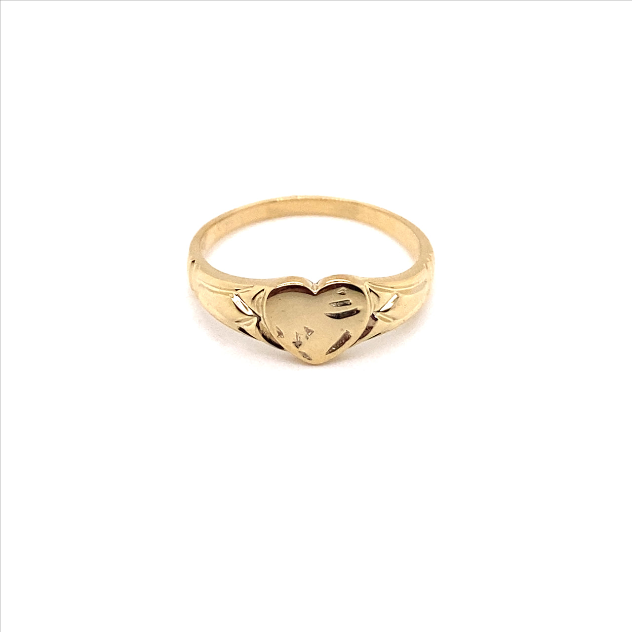 9k YG Heart Signet Ring