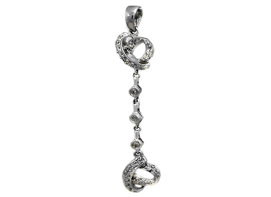 18k WG Dia Drop Heart Pnd 27D=0.15ct Grain Set . Meas. 33x7.7mm