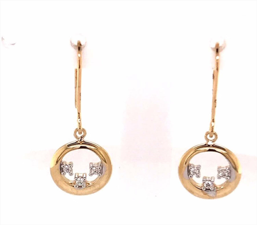 9k YG Diamond Circle Shepherd Hook Earrings 6D=0.06ct Meas. 9.5mm