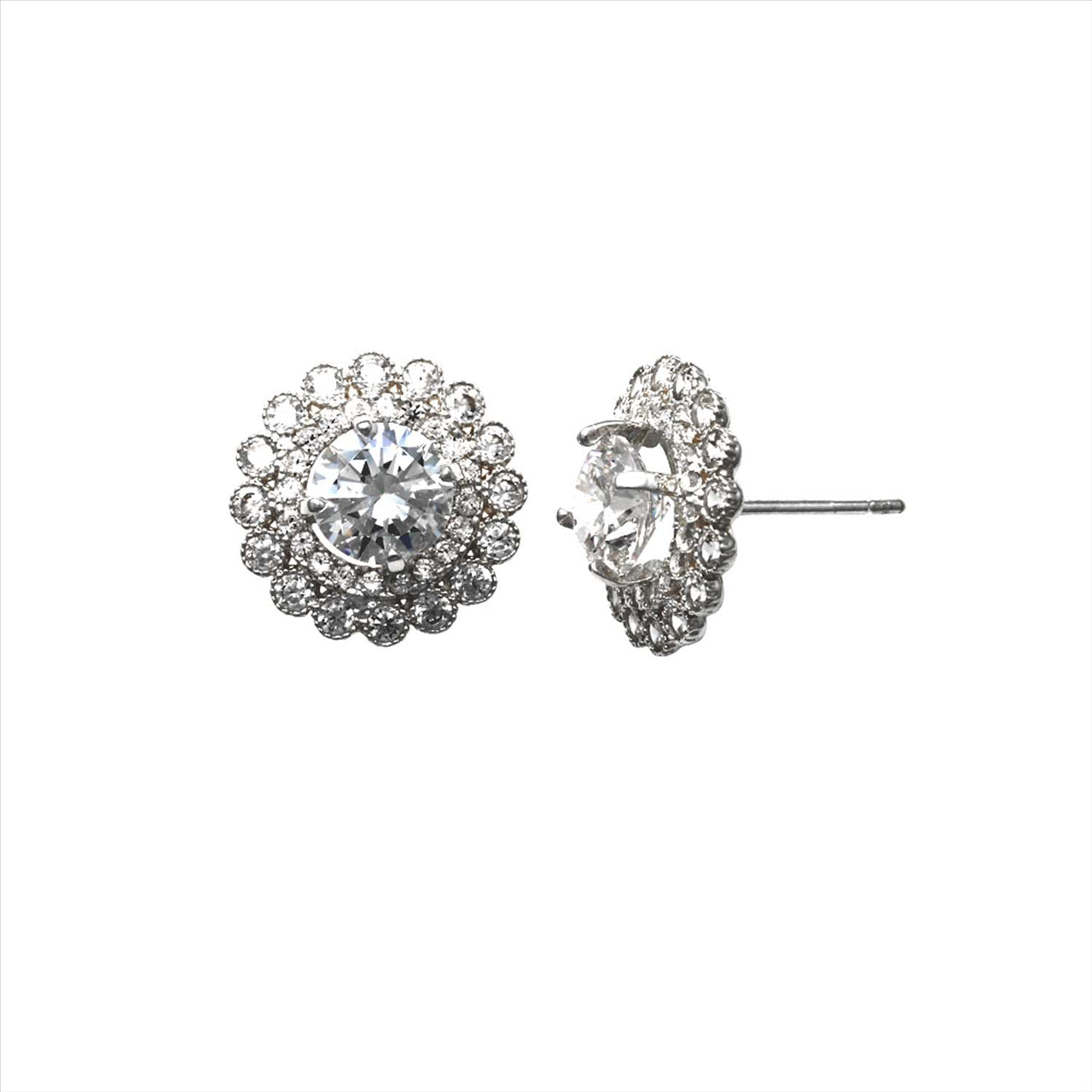 9k WG CZ Cluster Stud Earrings 11.5mm