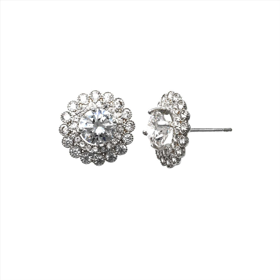 9k WG CZ Circle Cluster Stud Earrings 11.5mm