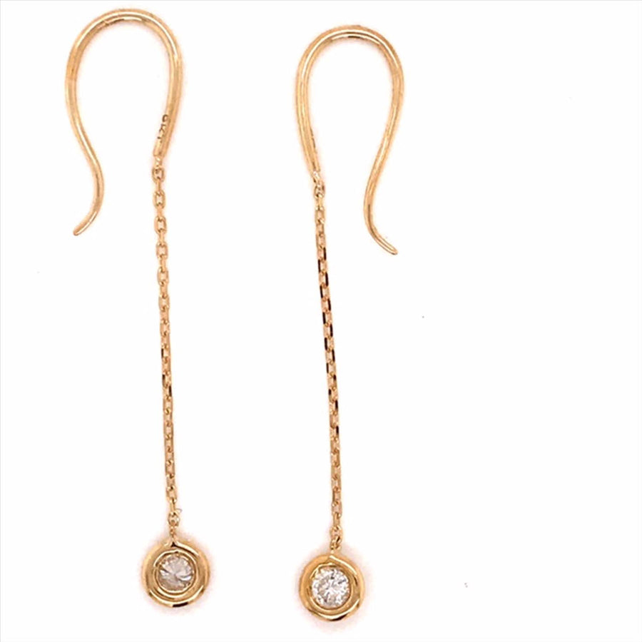9k YG Diamond Drop Shepherd Hook Earrings 2D =0.25ct