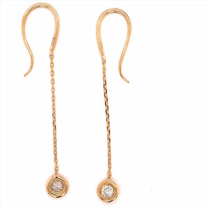 9k YG Diamond Drop Shepherd Hook Earrings 2D =0.24ct