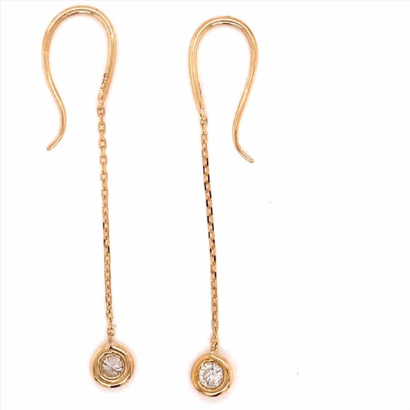 9k YG Diamond Drop Shepherd Hook Earrings 2D =0.24ct