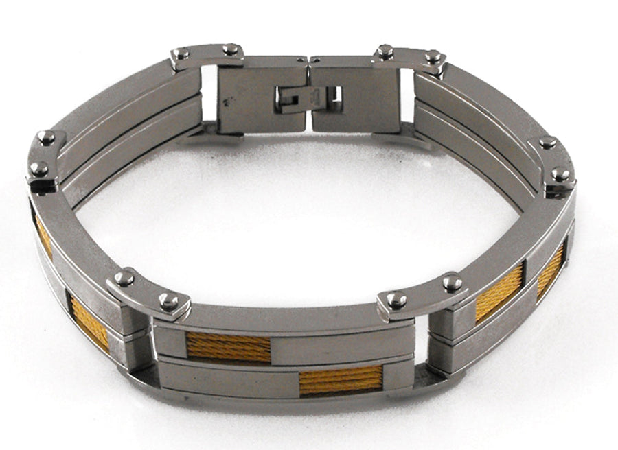 Stainless Steel Bracelet with IP Gold & Gift Box.