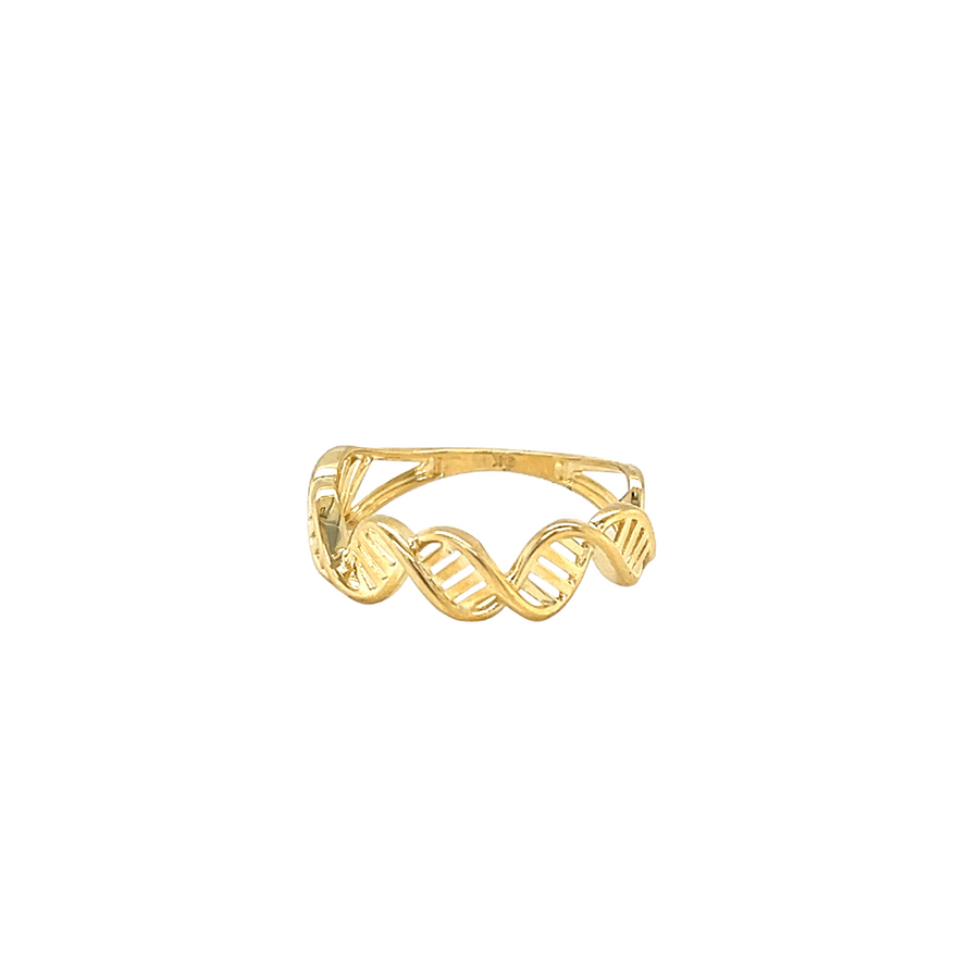 9k YG Double Helix Ring 6mm. Size O