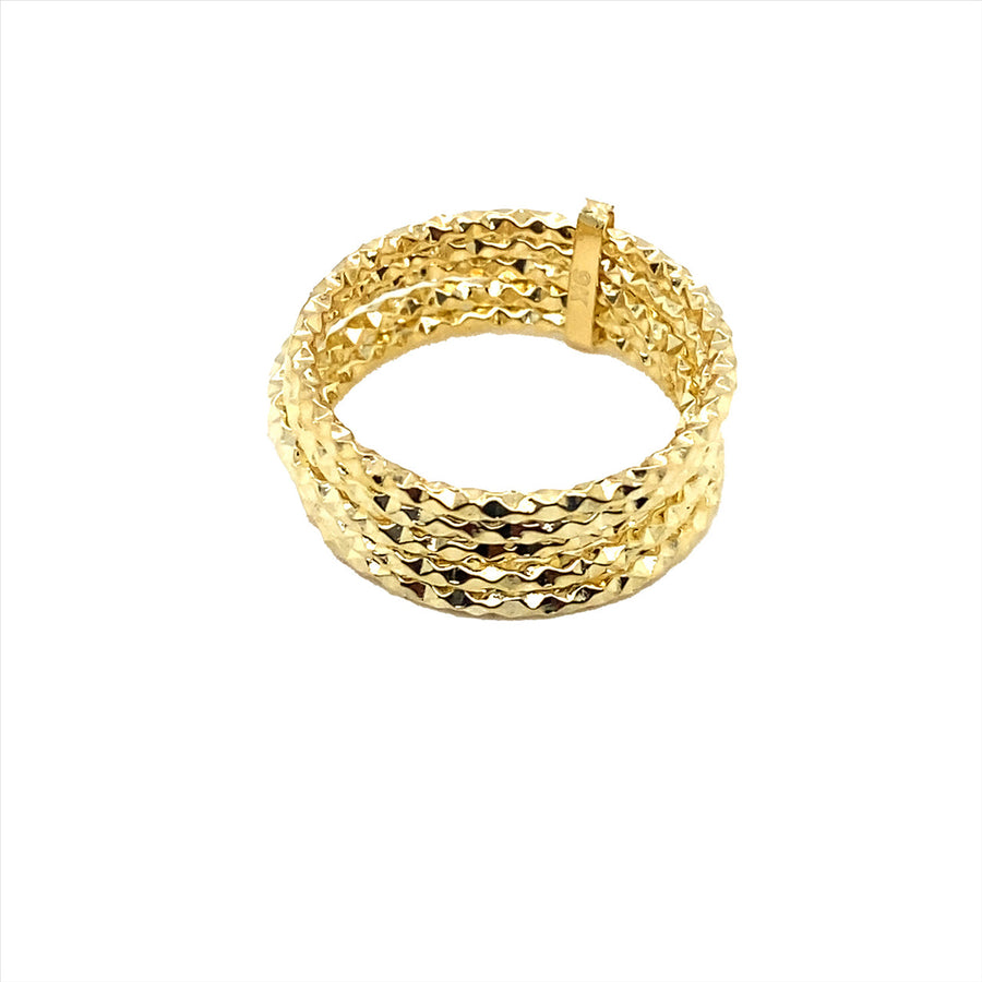 9k YG Faceted 5-Stacker Ring with Polished Joiner 7 mm. Size M