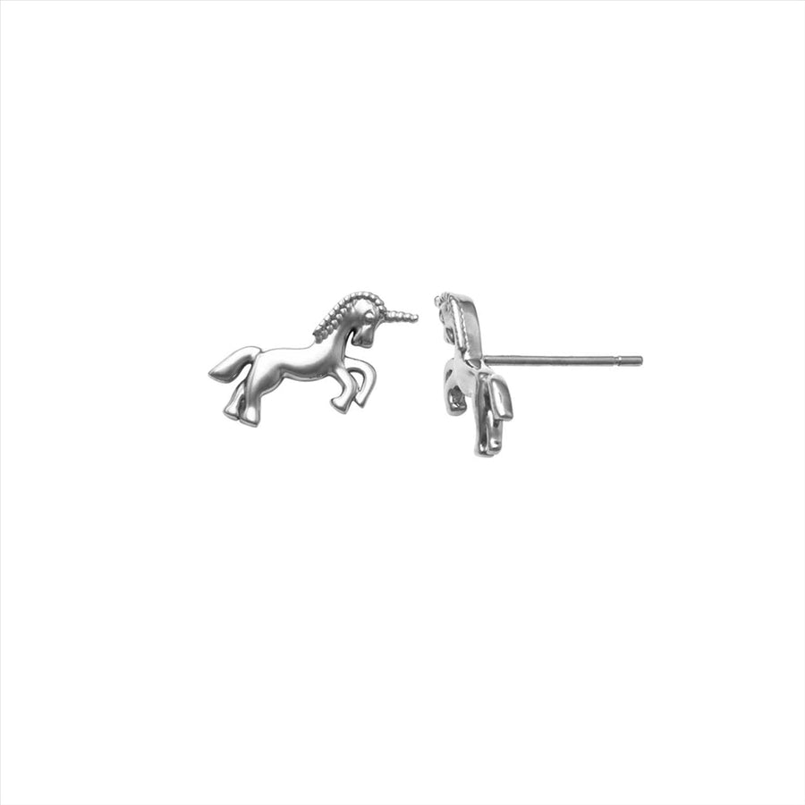 9k WG Unicorn Stud Earrings 10x6.5mm