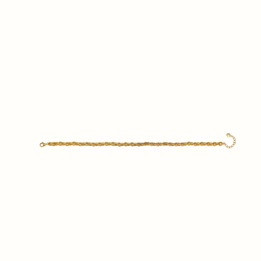 9k YG Hollow Textured Infinity Chain 5.2mm width. 42cm with 3cm adjustable links