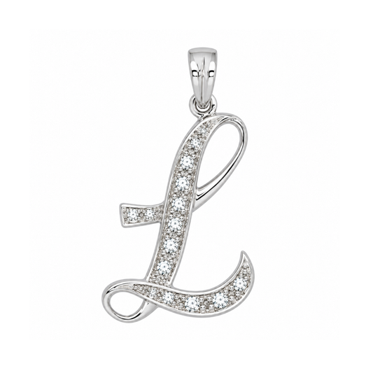 18k WG 0.06ct Diamond Script Letter Pendant (20mm)