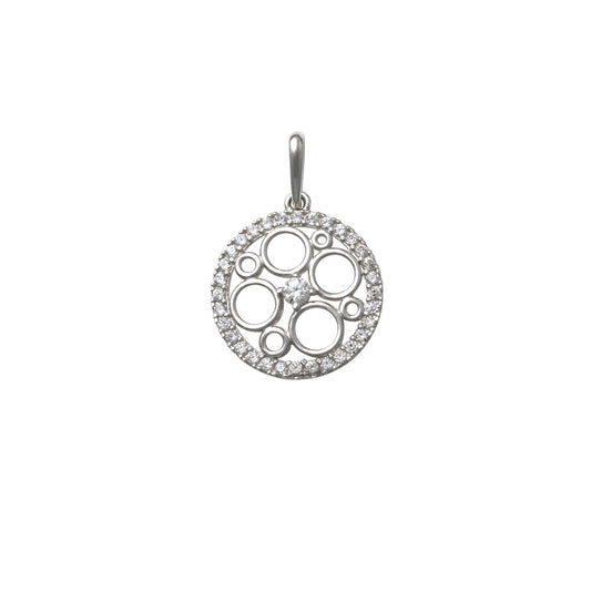 9k WG Circle Pendant set with CZ's 12mm