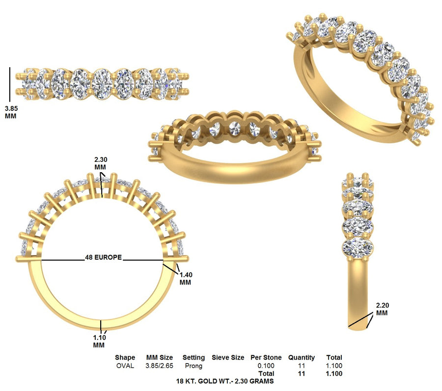 18k WG Oval Lab Diamond Wedding Band 11D = 1.24ct with script engraving "I know". Size I 1/2