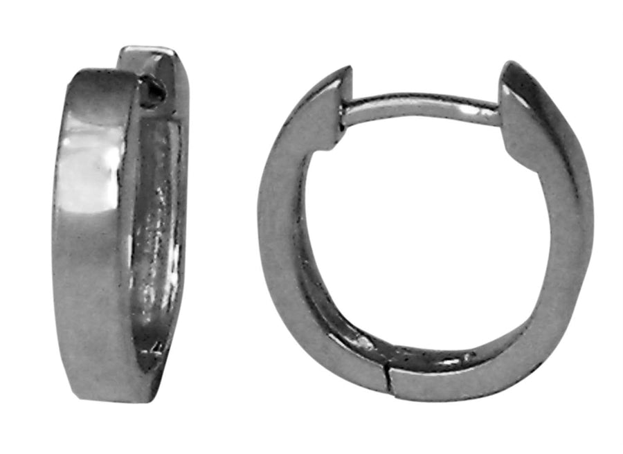 9k WG Oval Huggie Earrings 11x8mm Diameter. 2.5mm Wide