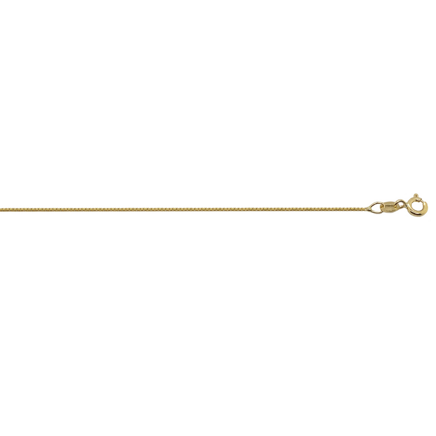 18k YG Italian Solid Box Chain 0.9mm wide 45cm . Approx 2.8g