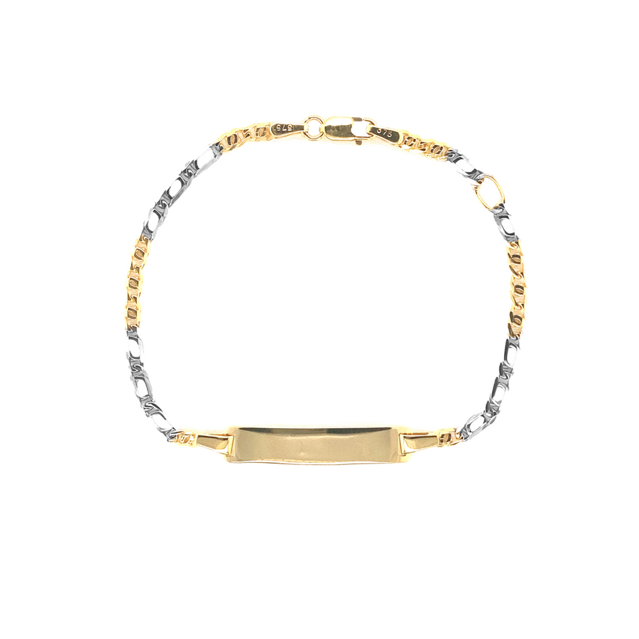 9k 2T Italian Solid 3 x 3 Birdseye/Tiger Eye ID Bracelet 2.7mm wide 17cm O-Ring at 15cm Approx 3.3g